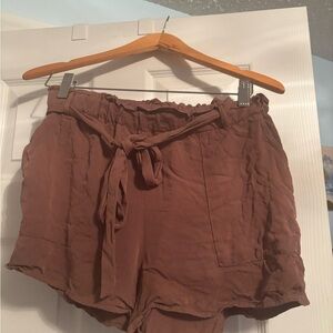Shinestar High Waist Tan Shorts with Belt